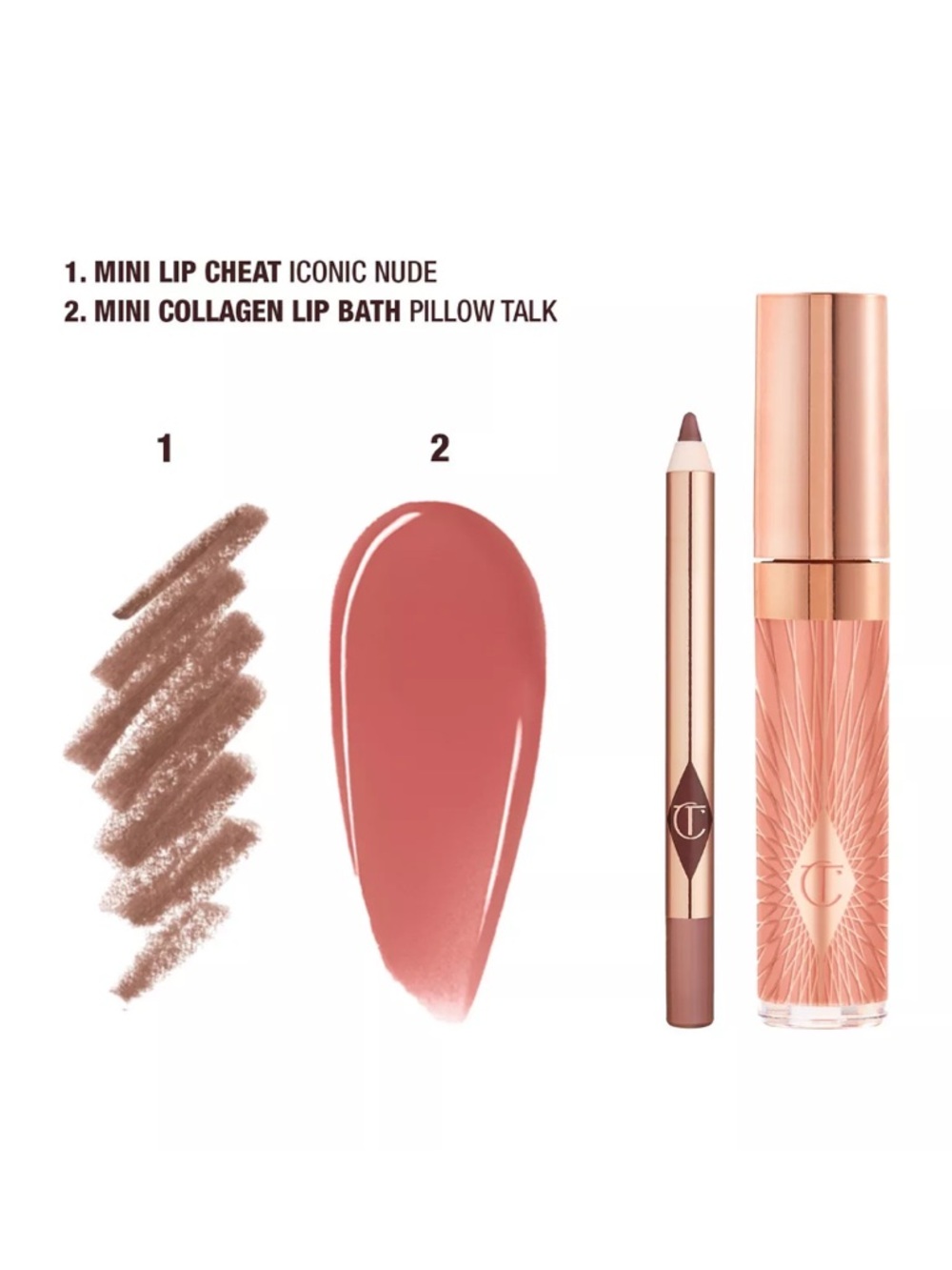 Charlotte Tilbury Glossy Nude Pink Lip Duo NIP - Picture 2 of 7